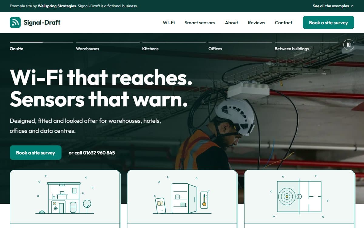 Signal-Draft, an example website for a Wi-Fi and smart sensor installer