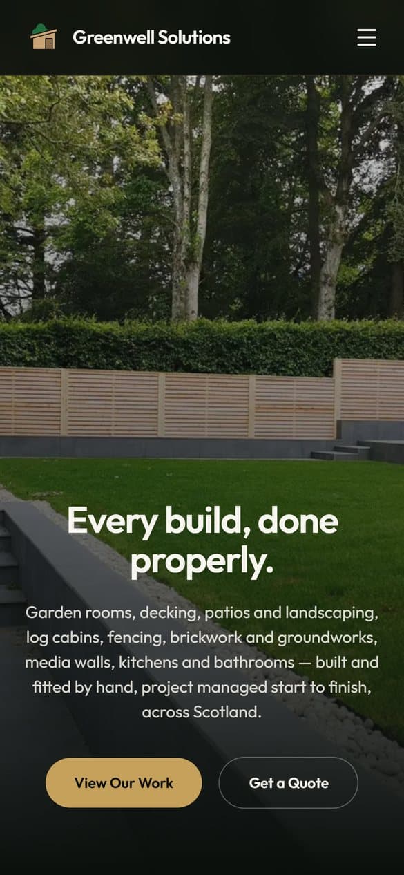 Greenwell Solutions website on a phone