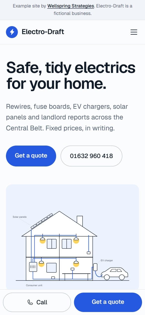 Electro-Draft website on a phone