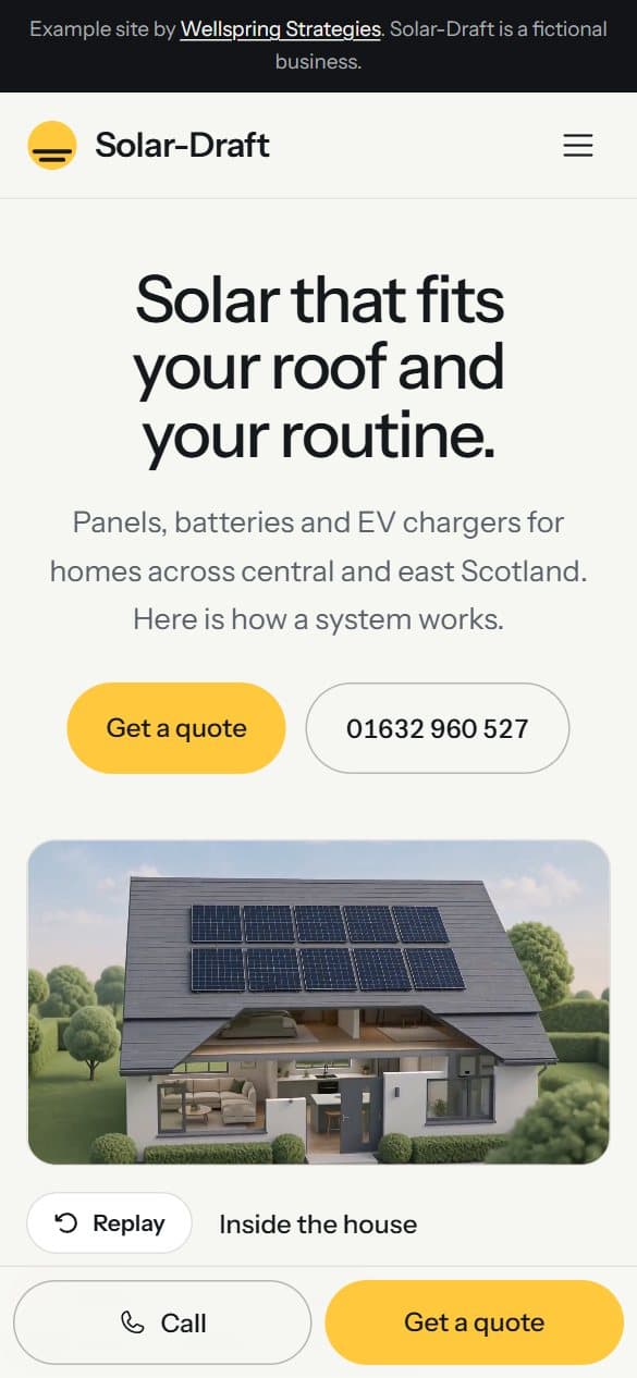 Solar-Draft website on a phone